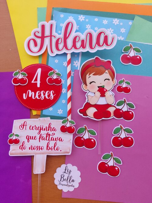 Topo de Bolo Cerejinha do bolo