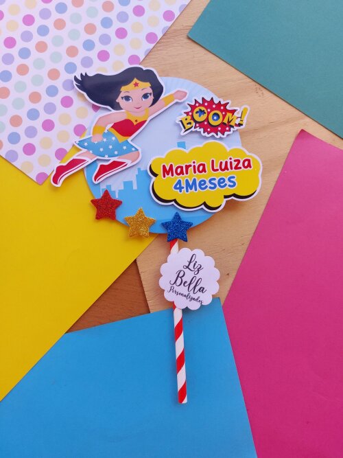 Mini Topo de bolo Mulher Maravilha