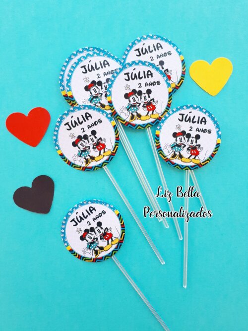 Topper para doces Mickey e Minnie Vintage  50 Unidades