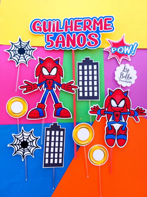 Topo de bolo Sonic Homem Aranha