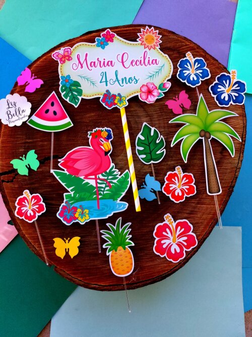 Topo de bolo  Flamingo