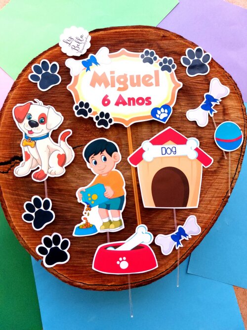 Topo de bolo Cachorrinhos