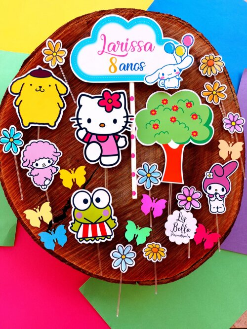 Topo de bolo Hello Kitty e seus Amigos