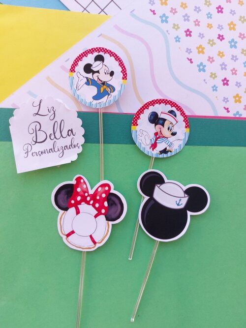 Topper para doces Mickey e minnie Marinheiro 50 Unidades