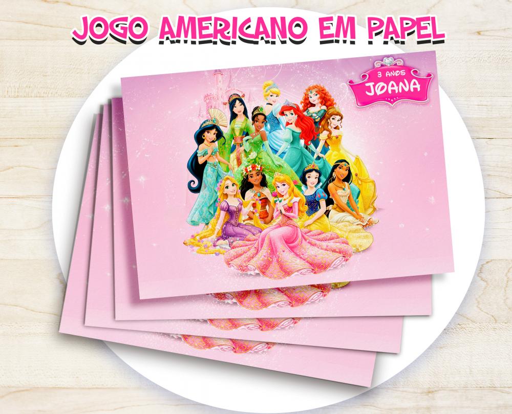 Jogo Americano Em Papel - Princesas Disney