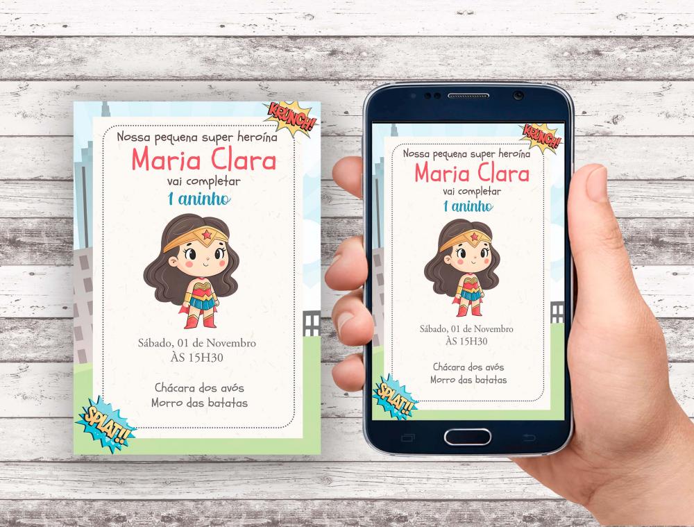 Convite Virtual - Mulher Maravilha Baby