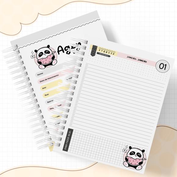 Agenda Escolar 2026 - Panda Rosa (1dpp)