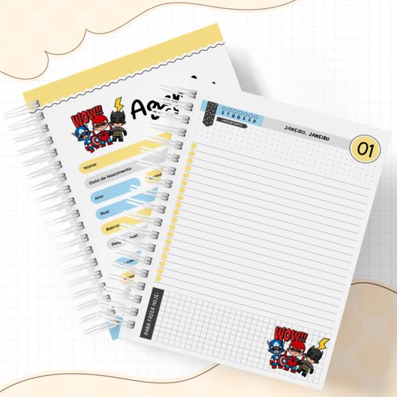Agenda Escolar 2026 - Super Heróis (1dpp)