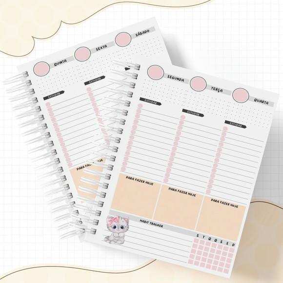 Agenda Rotina de Estudos - Gatinho