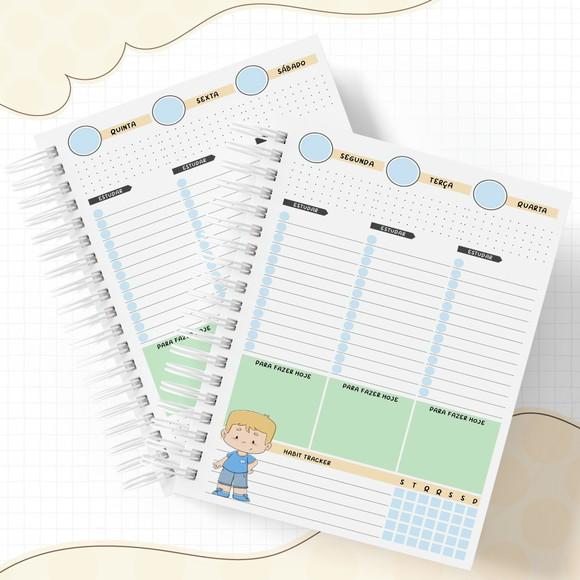 Agenda Rotina de Estudos - Menino Loiro