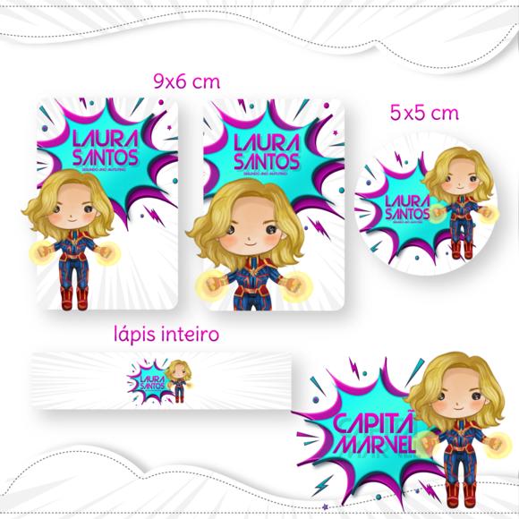 Arquivo digital Etiqueta Escolar - Capitã Marvel