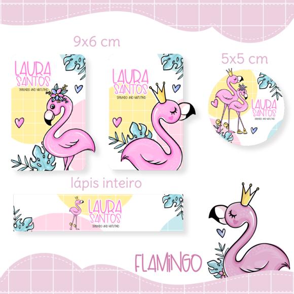 Arquivo Digital Etiqueta Escolar - Flamingo