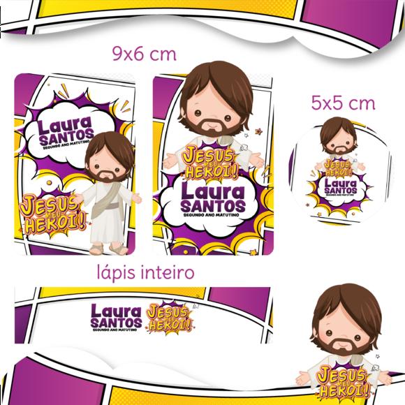 Arquivo digital Etiqueta Escolar - Jesus Meu Herói
