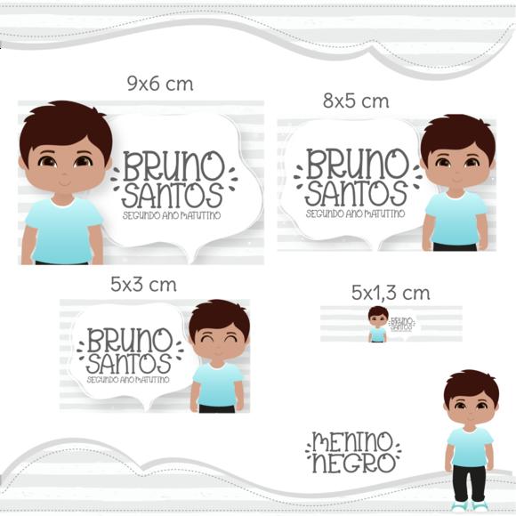 Arquivo Digital Etiqueta Escolar - Menino Negro