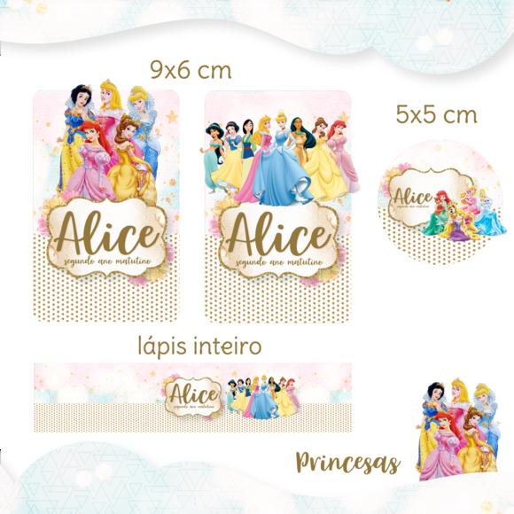 Arquivo digital Etiqueta Escolar - Princesas Disney