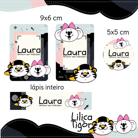 Arquivo Digital Etiqueta Escolar - Ratinha e Tigrinho