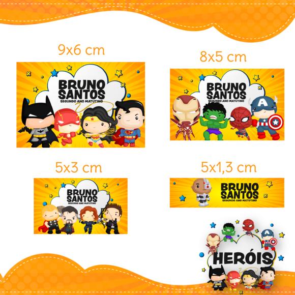 Arquivo digital Etiqueta Escolar - Super Heróis