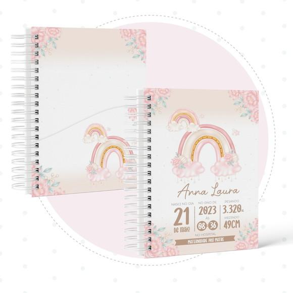 Caderneta de Vacina - Arco Iris Menina + Chaveiro