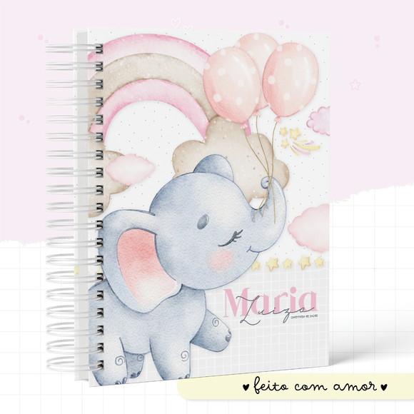 Caderneta de Vacina - Elefante Balões Menina + Chaveiro