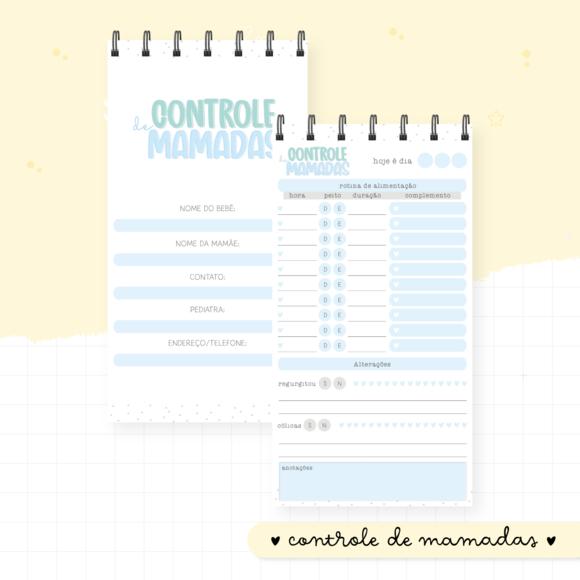 Caderno Anotações - Controle de Mamadas (menino ou Menina)