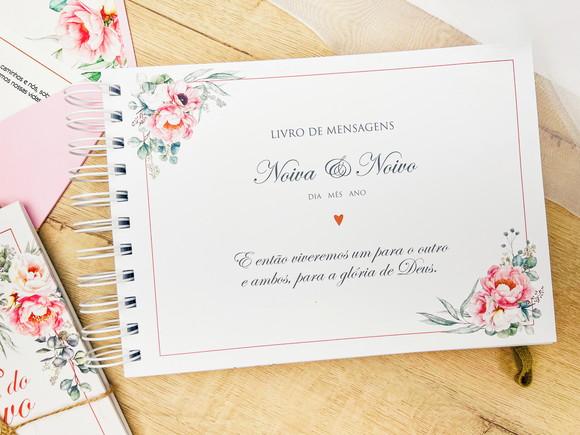 Caderno Assinatura e Mensagens - Casamento Floral