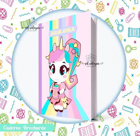 Caderno Brochurão (g) - Unicornio Kawaii Puket