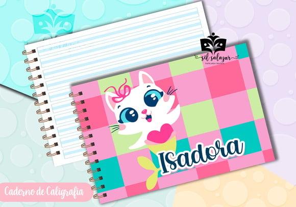 Caderno de Caligrafia - Gatinha Sereia Puket