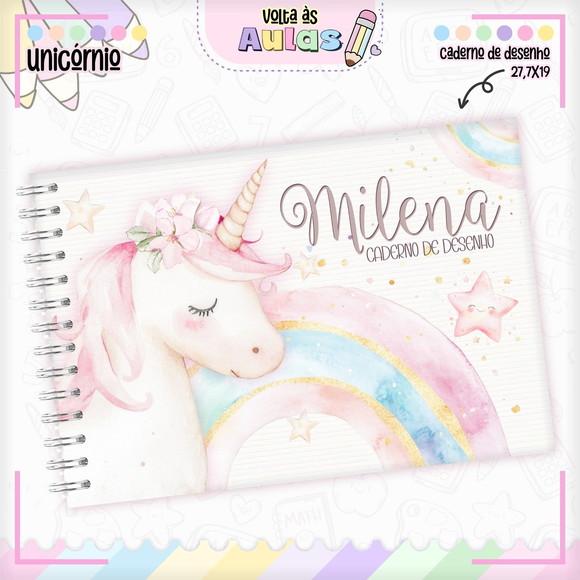 Caderno de Desenho- Unicornio Aquarela