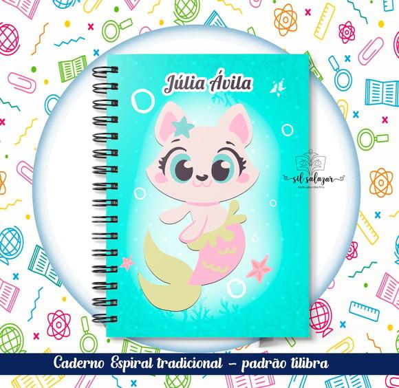Caderno Espiral Tradicional - Gatinha Sereia Puket 03
