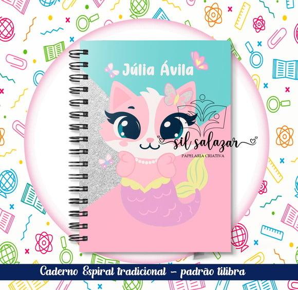 Caderno Espiral Tradicional - Gata Sereia Puket