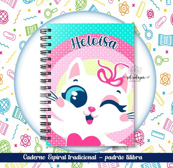 Caderno Espiral Tradicional - Gatinha Sereia Puket