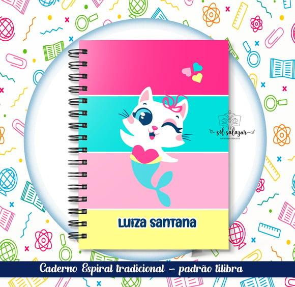 Caderno Espiral Tradicional - Gatinha Sereia Puket 02
