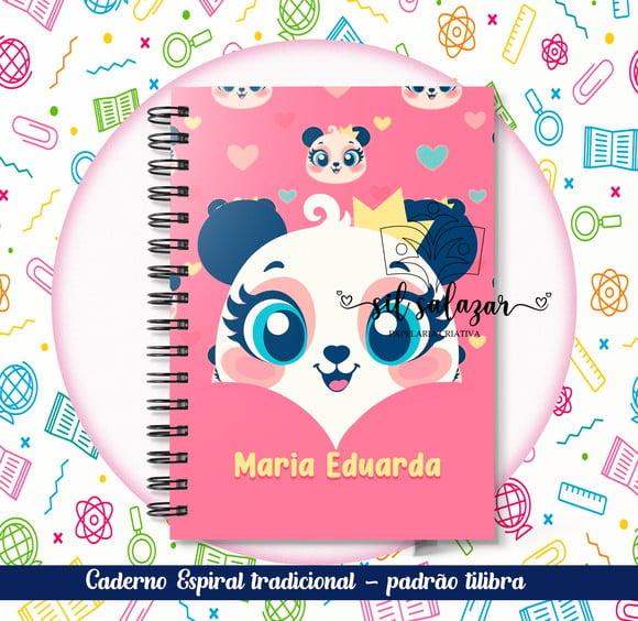 Caderno Espiral Tradicional - Panda Romantico Puket