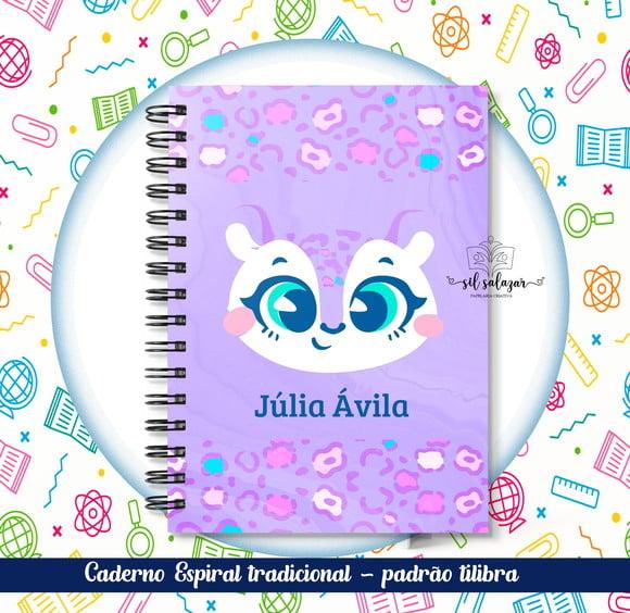 Caderno Espiral Tradicional - Oncinha Lilas Puket