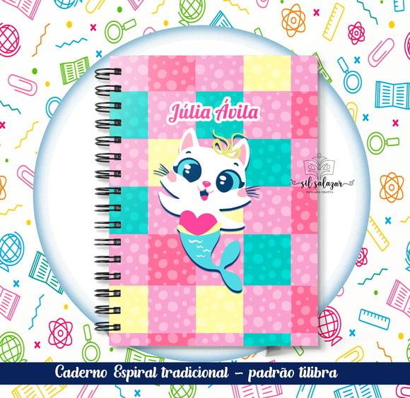Caderno Espiral Tradicional - Gatinha Sereia Puket 04