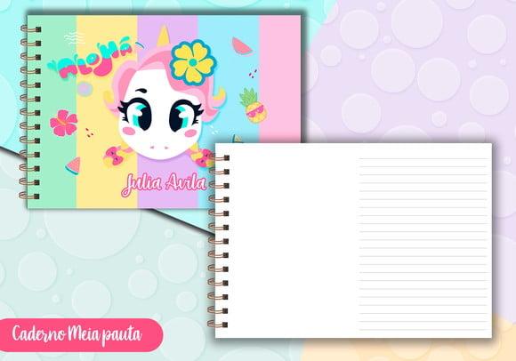 Caderno Meia Pauta - Unicornio Aloha Puket