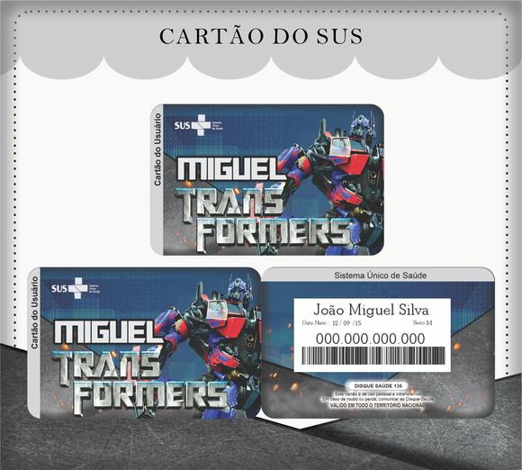 Cartão Sus - Pvc - Transformers