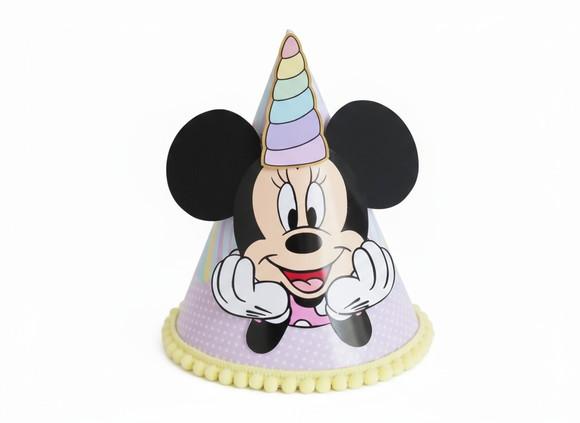 Chapeuzinho Festa Luxo - Minnie Unicornio (todos os Temas)