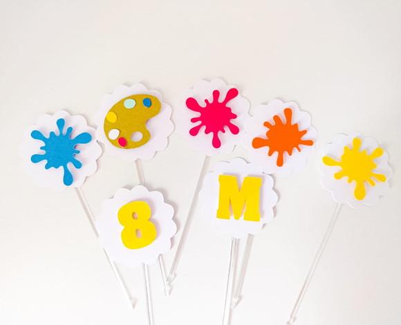 Combo - Topper de Docinho e Forminhas - Aquarela (60un)