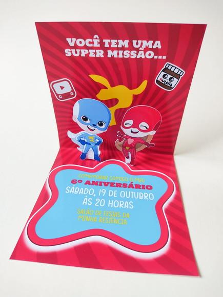 Convite 3d - Aventureira Vermelha - Luccas Neto