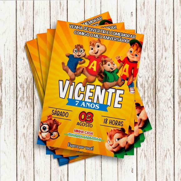 Convite Impresso - Alvin e os Esquilos