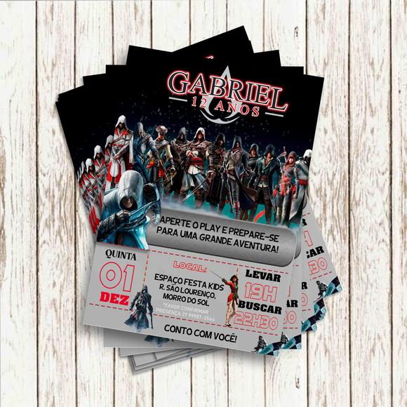 Convite Impresso - Assassins Creed