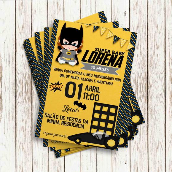 Convite Impresso - Batgirl Baby