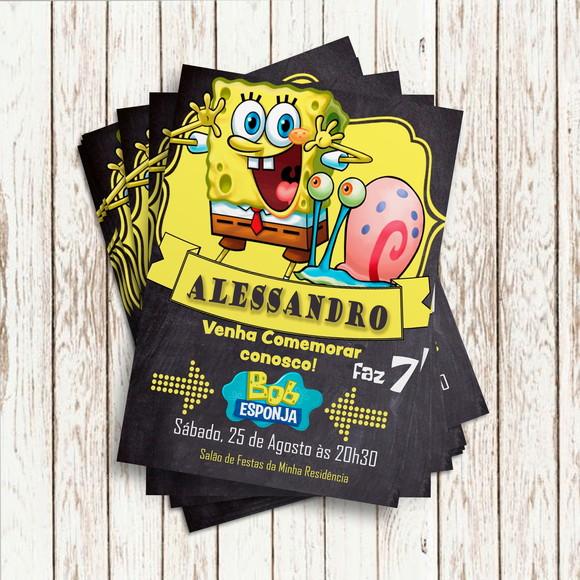 Convite Impresso - Bob Esponja 02