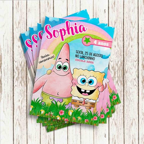Convite Impresso - Bob Esponja Menina