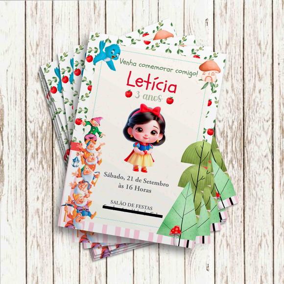 Convite Impresso - Branca de Neve Cute