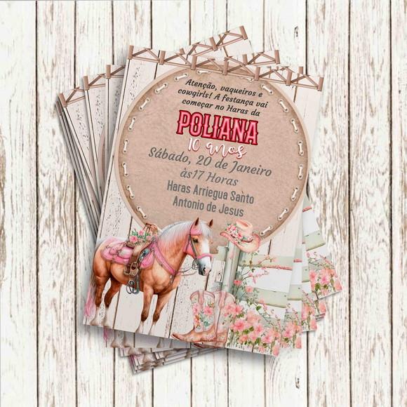 Convite Impresso - Cavalo Floral 02