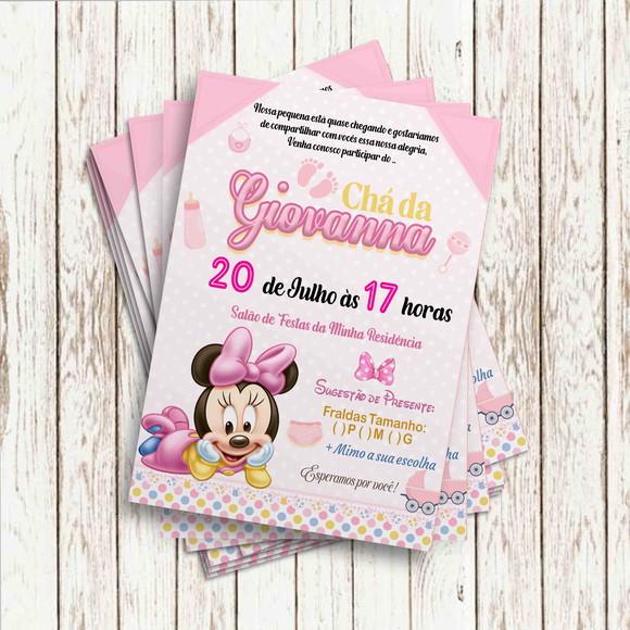 Convite Impresso - Chá de Bebê Minnie Baby