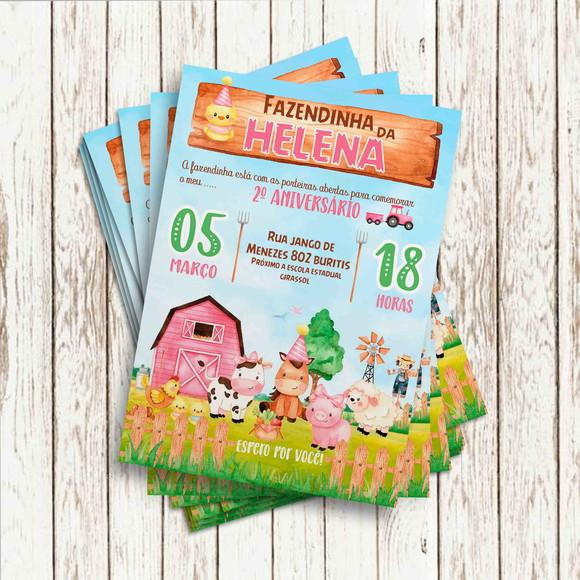 Convite Impresso - Fazendinha Menina
