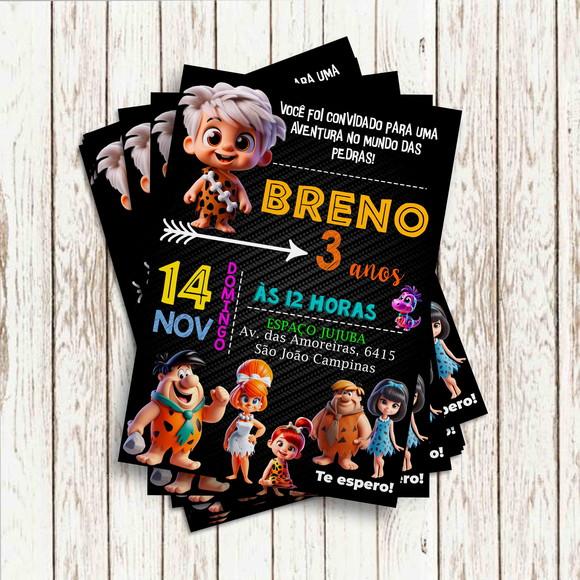 Convite Impresso - Flintstones/ Bambam